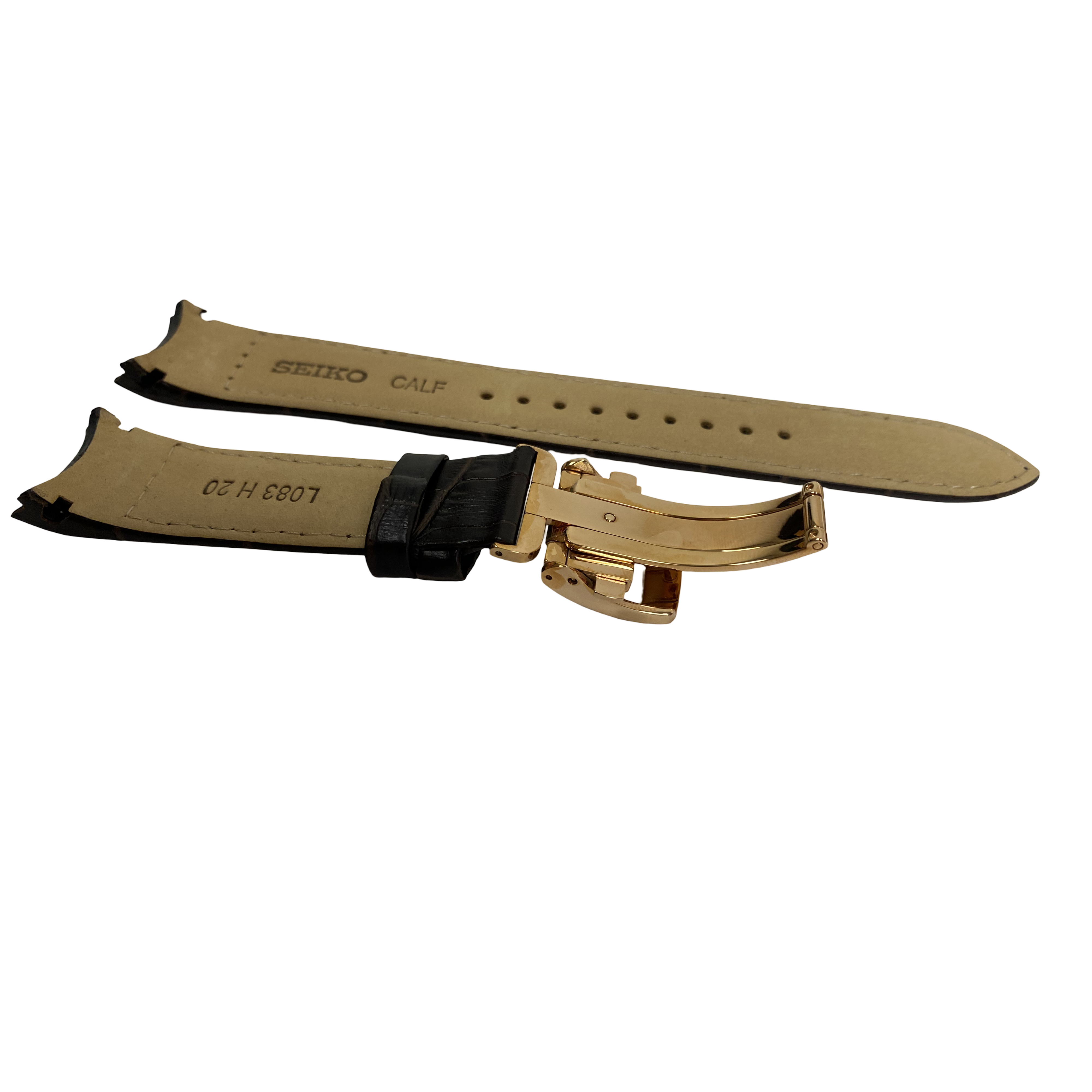 Watch Band Seiko Premier Kinetic SRX008P1 Brown Strap 5D88-0AD0 Rosé Clasp - Direct Drive