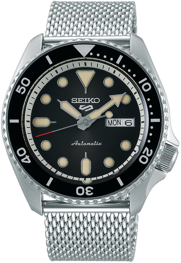 Seiko 5 Sports SRPD73K1 Orologio Automatico | Quadrante Nero | Bracciale Milanese | 4R36-07G0