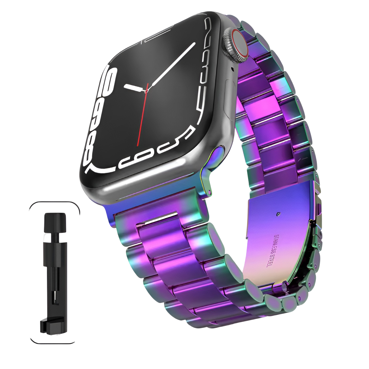 Bracelet Apple Watch Acier inoxydable – Série 11, 10, 9, 8, 7 SE, SE2 et Ultra