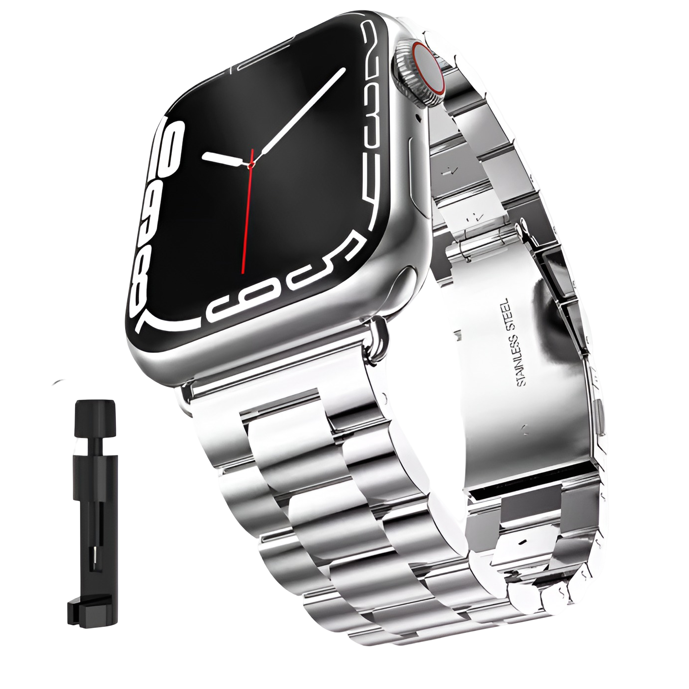 Bracelet Apple Watch Acier inoxydable – Série 11, 10, 9, 8, 7 SE, SE2 et Ultra