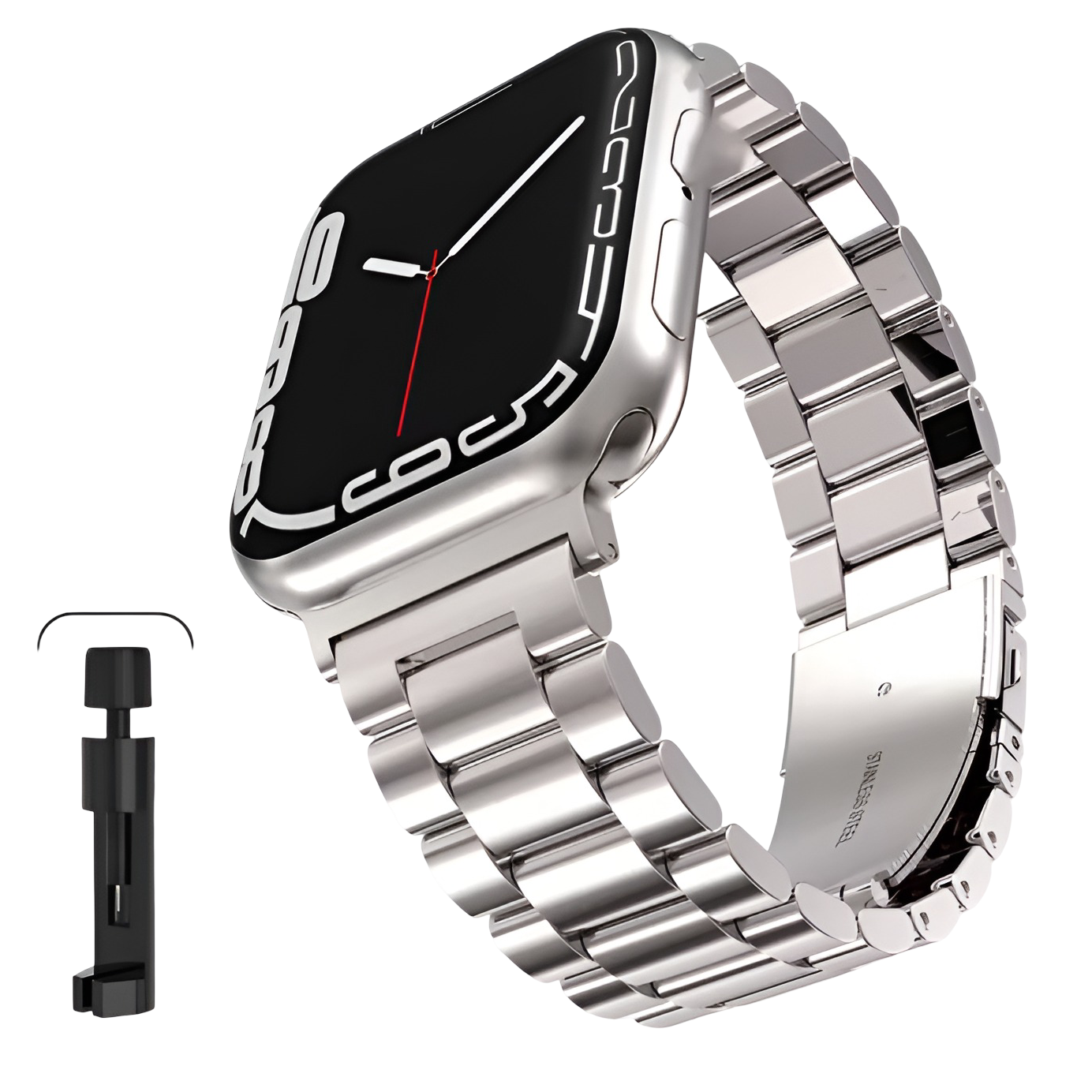 Bracelet Apple Watch Acier inoxydable – Série 11, 10, 9, 8, 7 SE, SE2 et Ultra