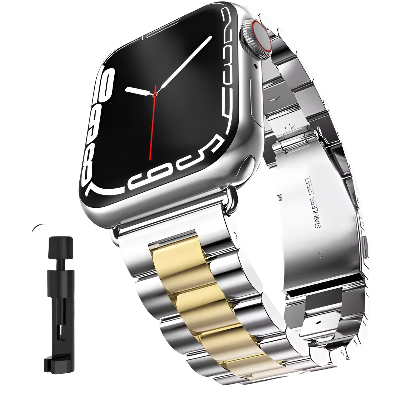 Stainless Steel Apple Watch Band – Premium Replacement Strap for All Series (2015–2025) - Bicolor