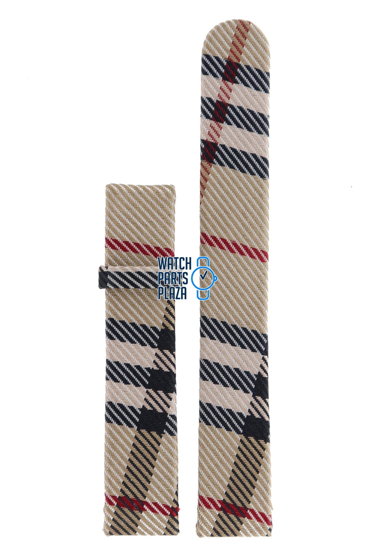 Burberry BU1014 Watch Band Beige Leather & Textile 17 mm