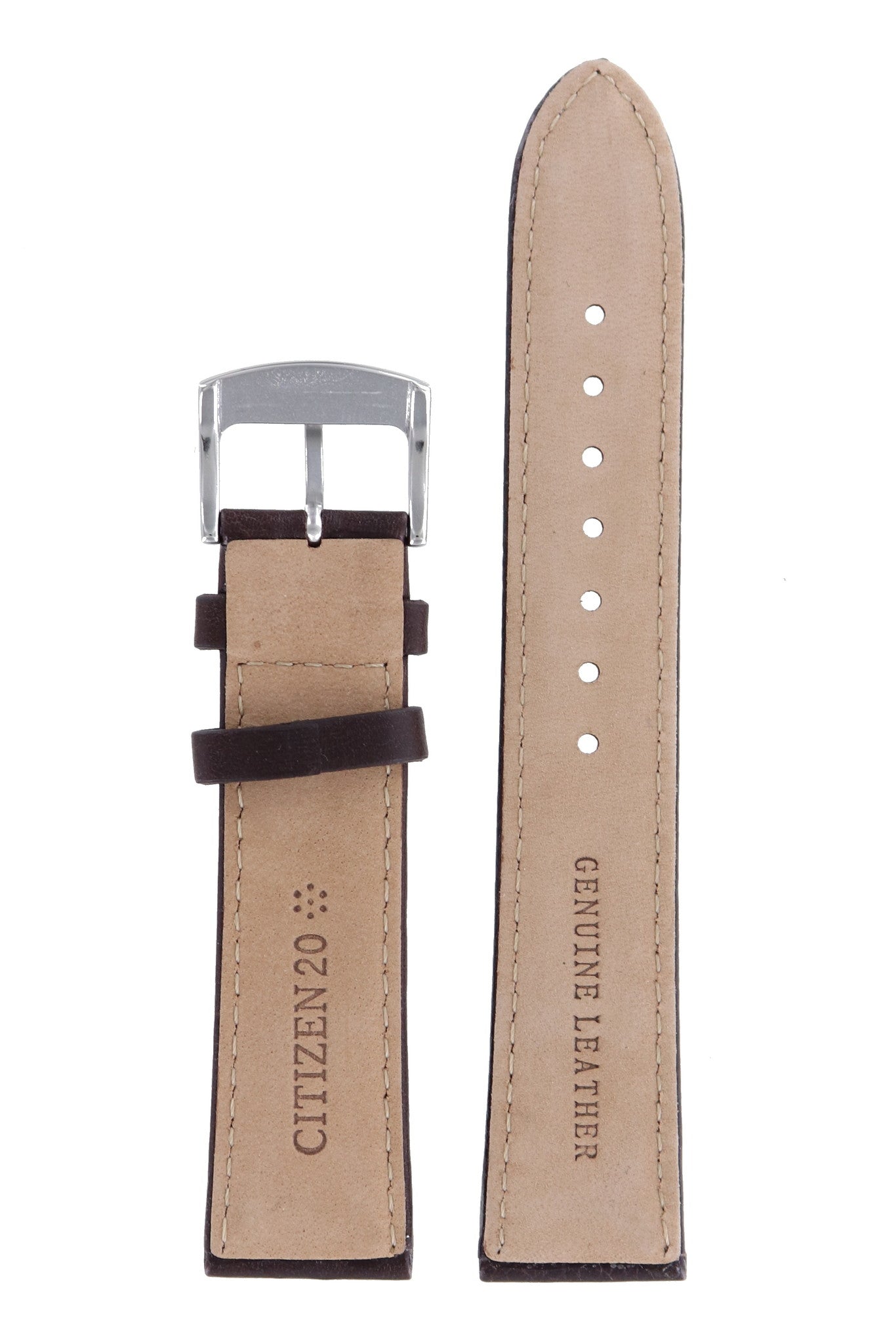 Citizen AT2396 - 19X - H500 - S111064 Watch Band 59 - S53897 Dark Brown Leather 20 mm Eco - Drive - Watch Plaza