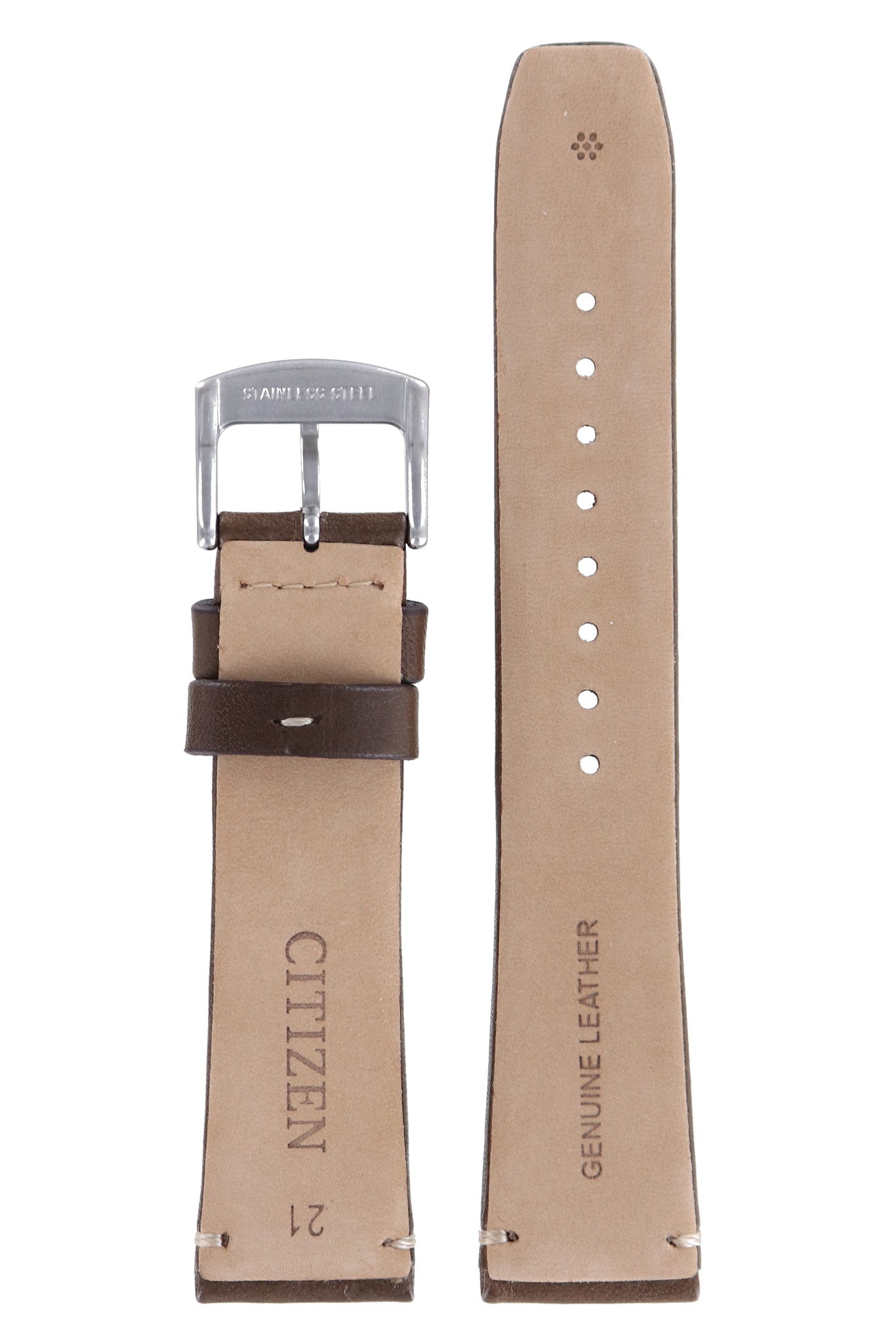 Citizen AW1620 - 21E - S120802 Watch Band 59 - S54256 Dark Brown Leather 21 mm Eco - Drive - Watch Plaza