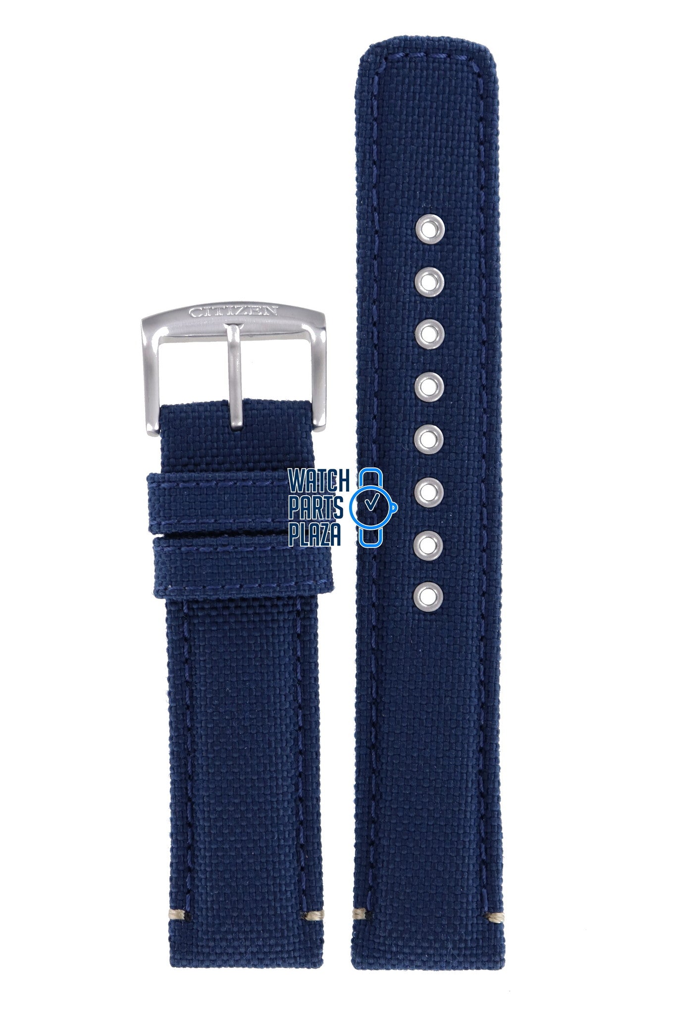 Citizen AW5000 - 16L Watch Band 59 - S53651 Blue Leather & Textile 20 mm Eco - Drive - Watch Plaza