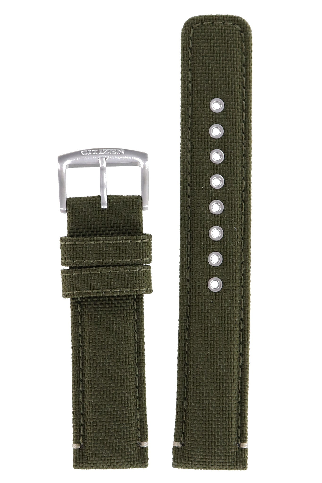 Citizen AW5005 - 21Y Military - J810 - S109761 Watch Band 59 - S53654 Green Textile 20 mm Eco - Drive - Watch Plaza