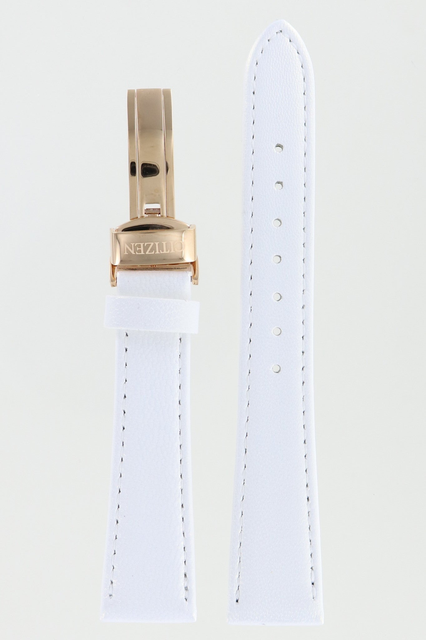 Citizen FB1112 - 13D & FB1152 - 01D Elegance Watch Band 59 - S51649 White Leather 18 mm Eco - Drive - Watch Plaza