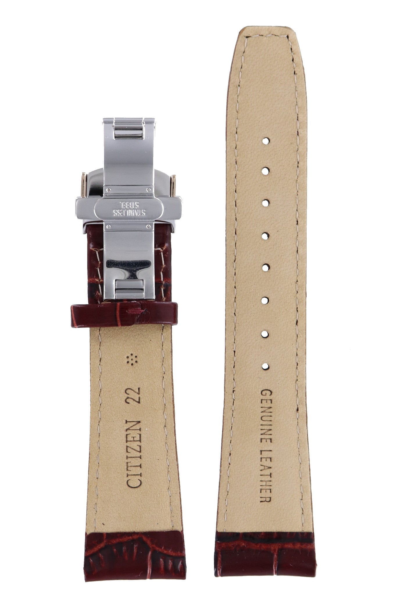 Citizen NH8312 - 07A, NH8313 - 04A & NH8316 - 06A Watch Band 59 - S51505 Brown Leather 22 mm Sapphire - Watch Plaza