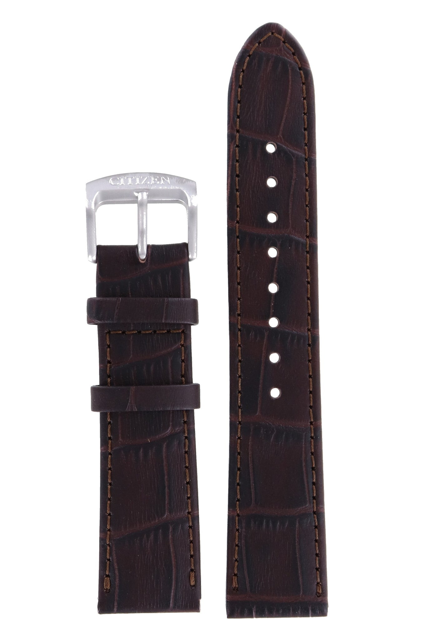 Citizen NJ0090 - 13P & NJ0090 - 30P Titanium R008528 Watch Band 59 - R50270 Dark Brown Leather 20 mm Automatic - Watch Plaza