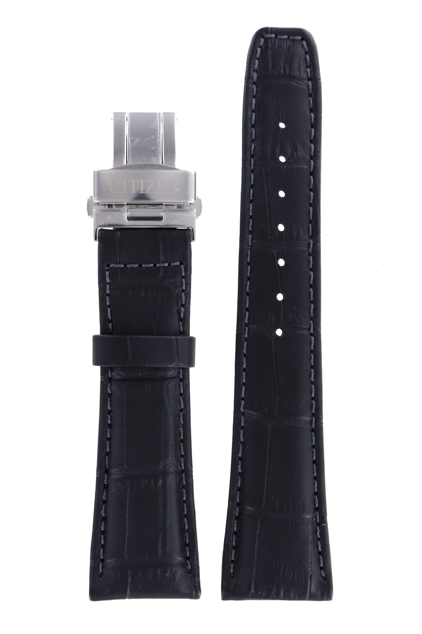 Citizen NP1000 - 04E & NP1005 - 01E Sapphire S062683 Watch Band 59 - S51899 Black Leather 22 mm Automatic - Watch Plaza