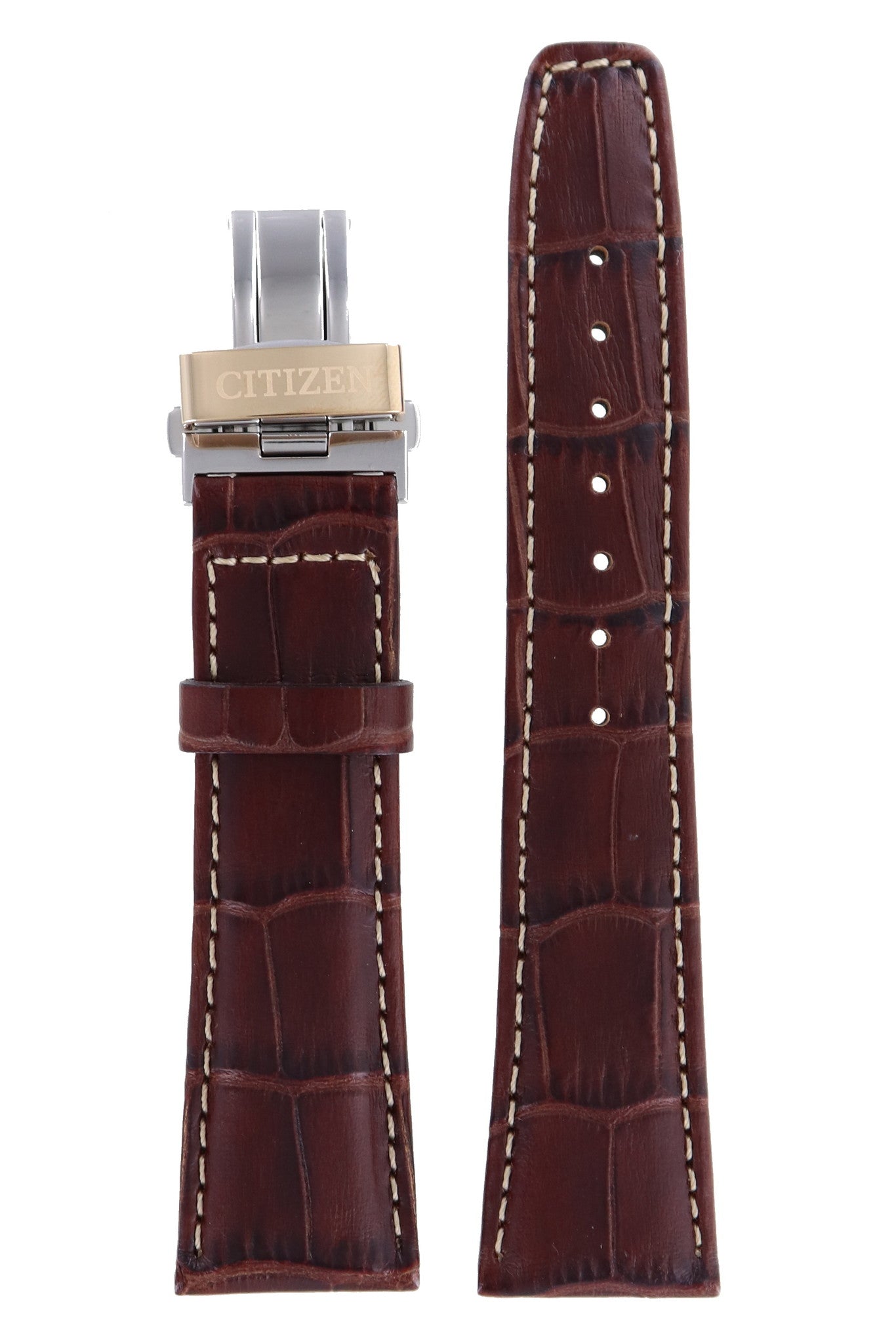 Citizen NP1003 - 06E, NP1006 - 08E & NP4033 - 09A Watch Band 59 - S51900 Brown Leather 22 mm Automatic - Watch Plaza