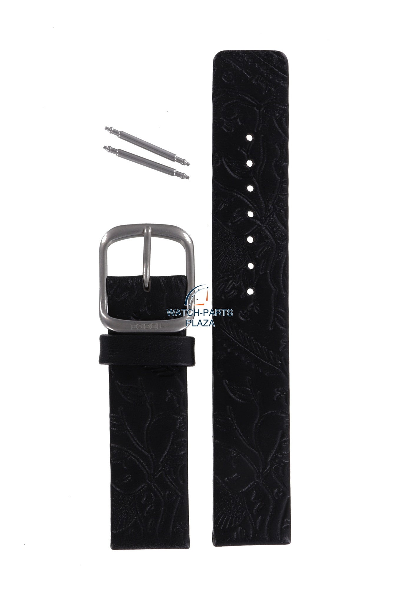 Fossil JR8018 Watch Band JR - 8018 Black Leather 18 mm Authentic - Watch Plaza