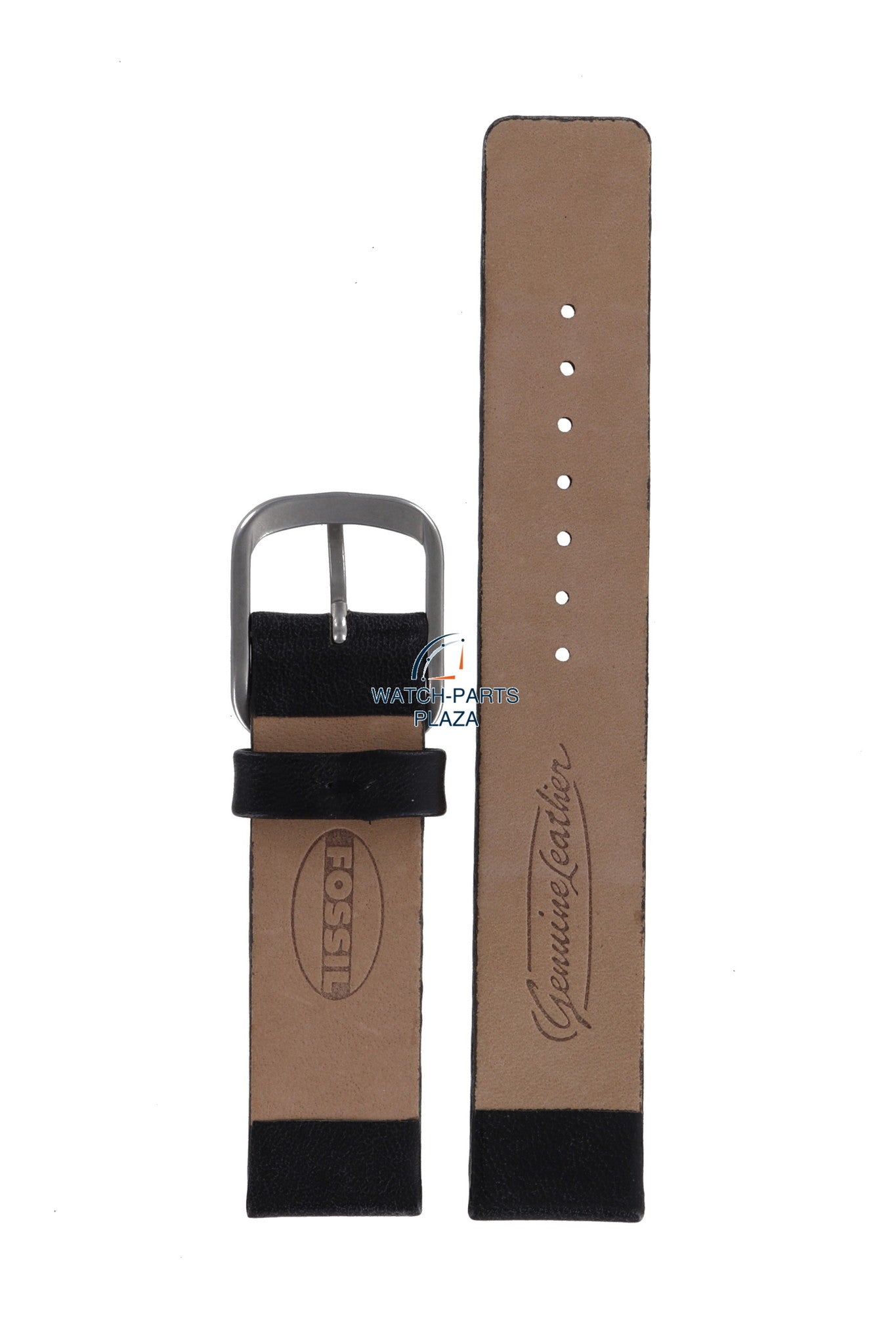 Fossil JR8018 Watch Band JR - 8018 Black Leather 18 mm Authentic - Watch Plaza