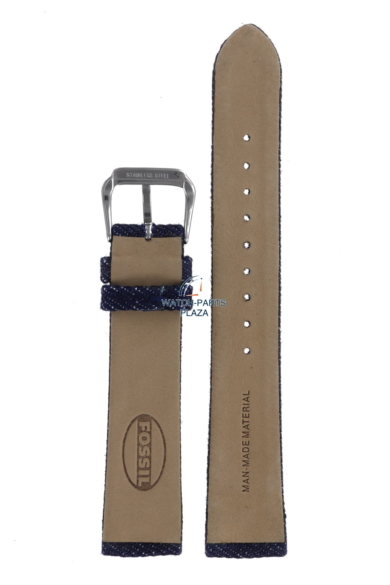 Fossil JR8059 Denim Watch Band JR - 8059 Dark Blue Leather 18 mm Authentic - Watch Plaza