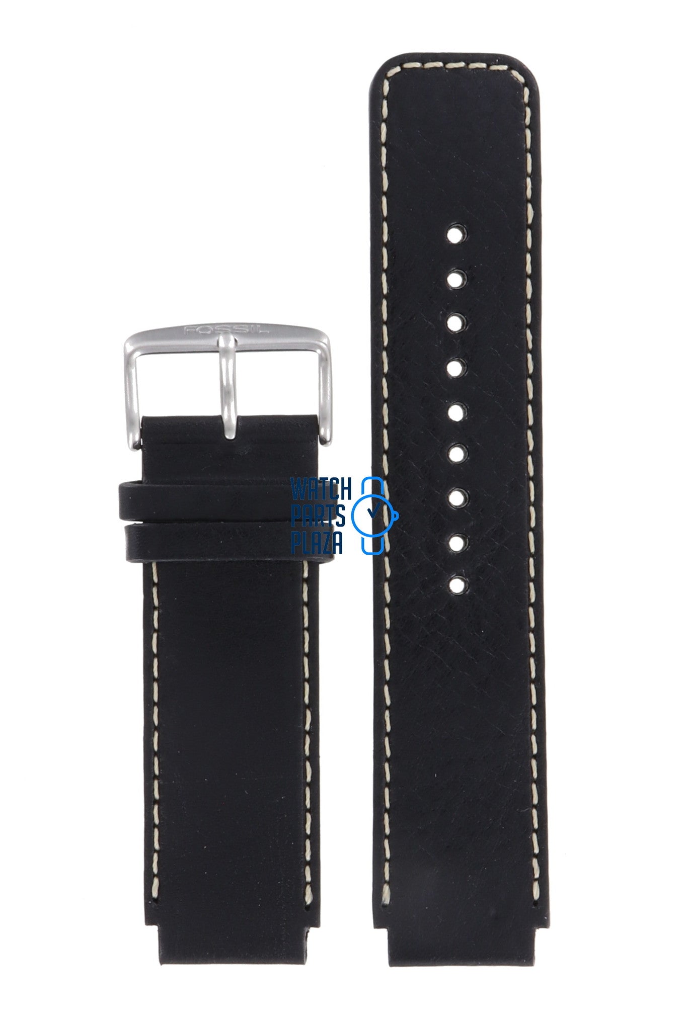 Fossil JR8166 Watch Band JR - 8166 Black Leather 20 mm Big Tic - Watch Plaza