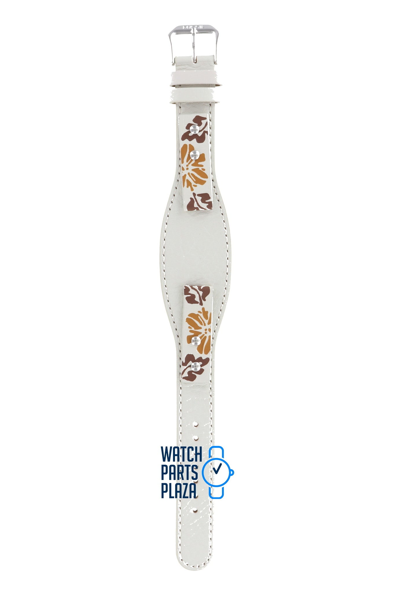 Fossil JR8347 Watch Band JR - 8347 White Leather 12 mm Trend - Watch Plaza