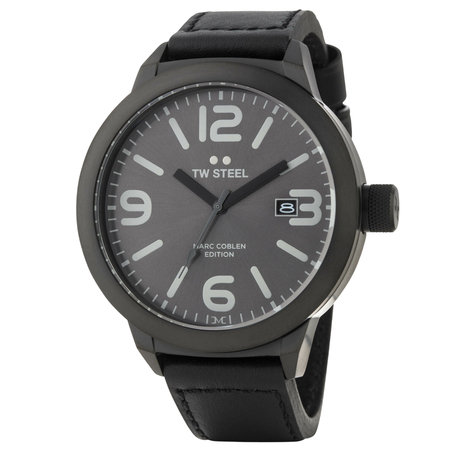 Men's watch TW - Steel Marc Coblen TWMC53 black & leather strap - dark gray dial - Watch Plaza