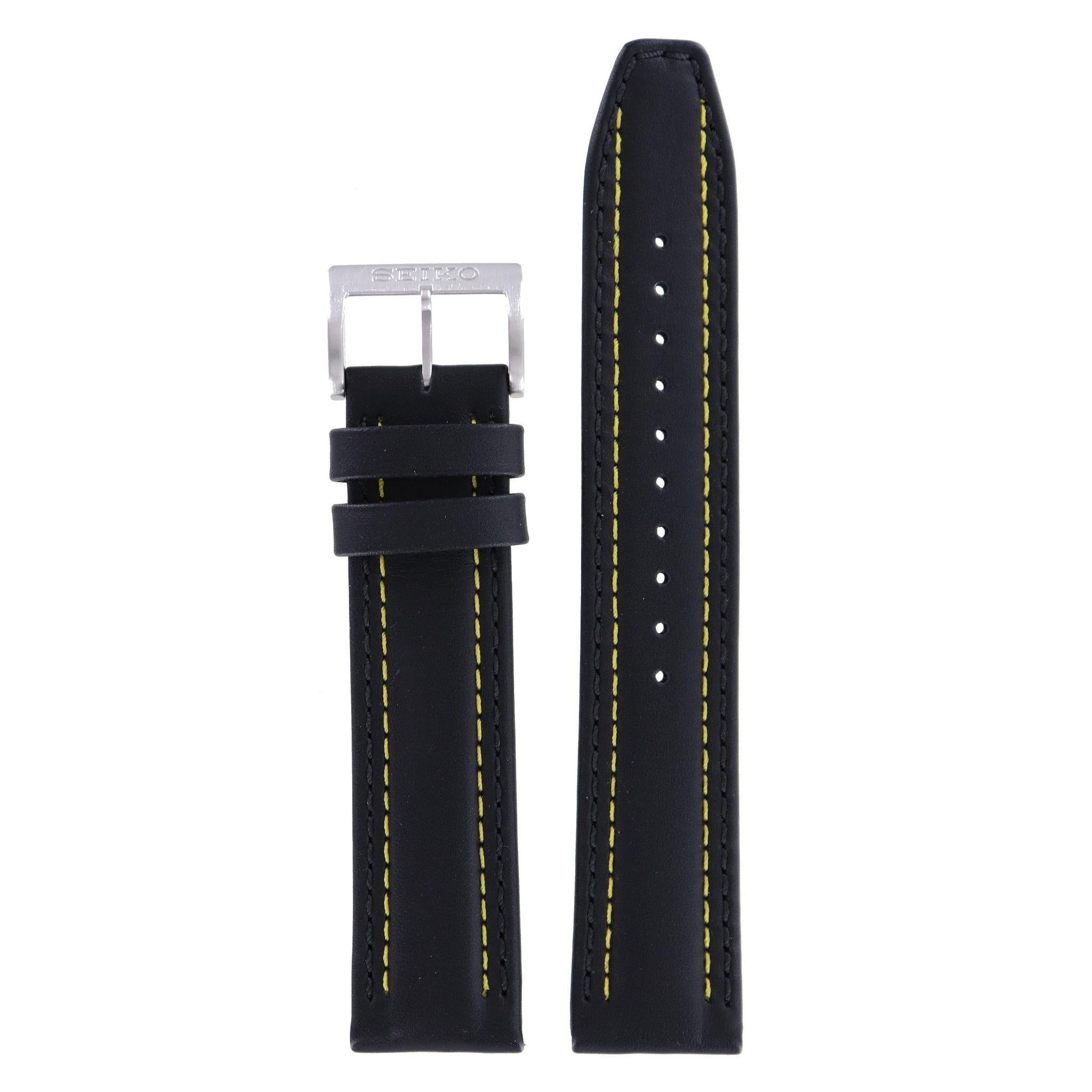 Seiko 4A3J1 B 21 - SNAD93P1 Watch Band 4A3J1JL Black Leather 21 mm - Watch Plaza