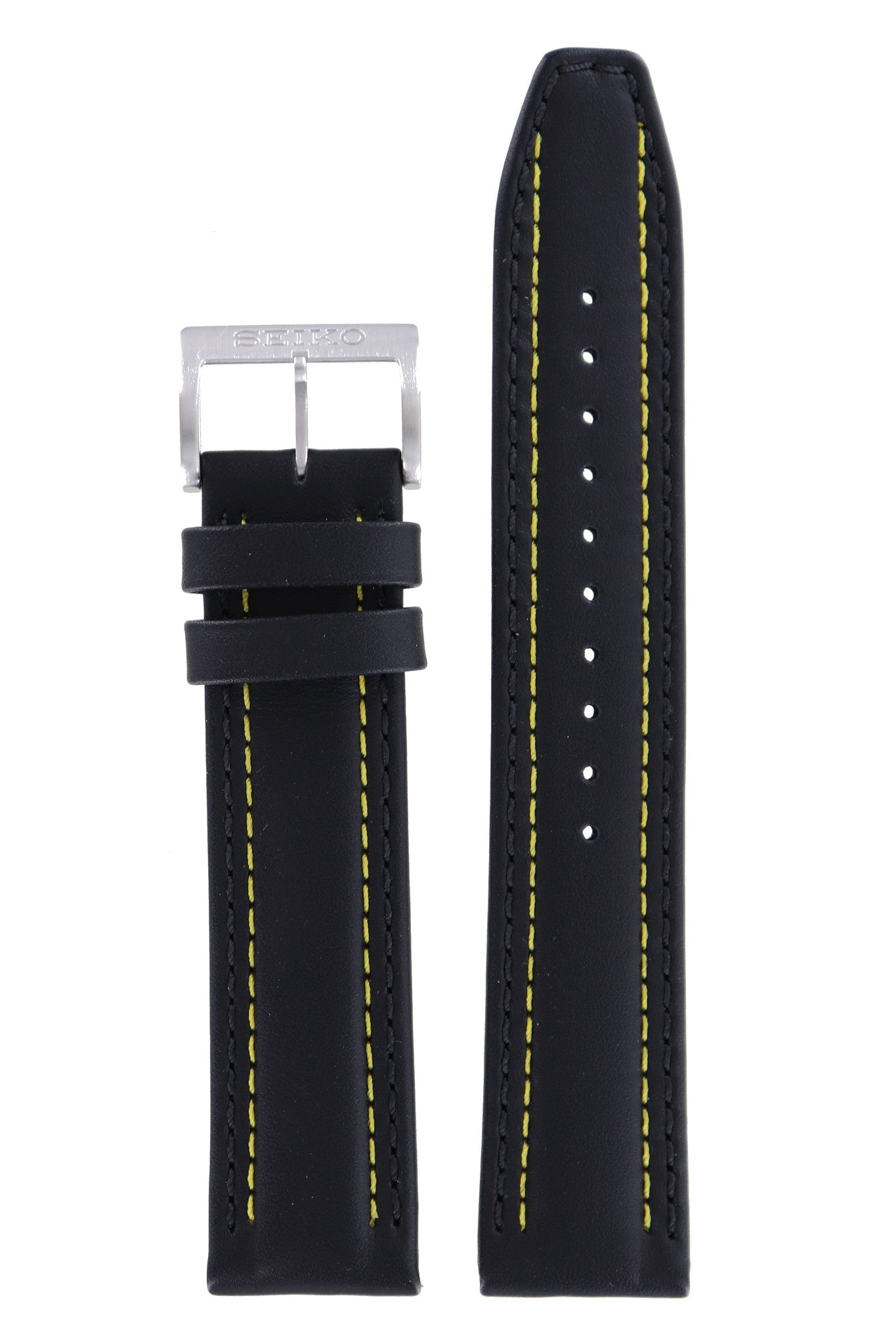 Seiko 4A3J1 B 21 - SNAD93P1 Watch Band 4A3J1JL Black Leather 21 mm - Watch Plaza