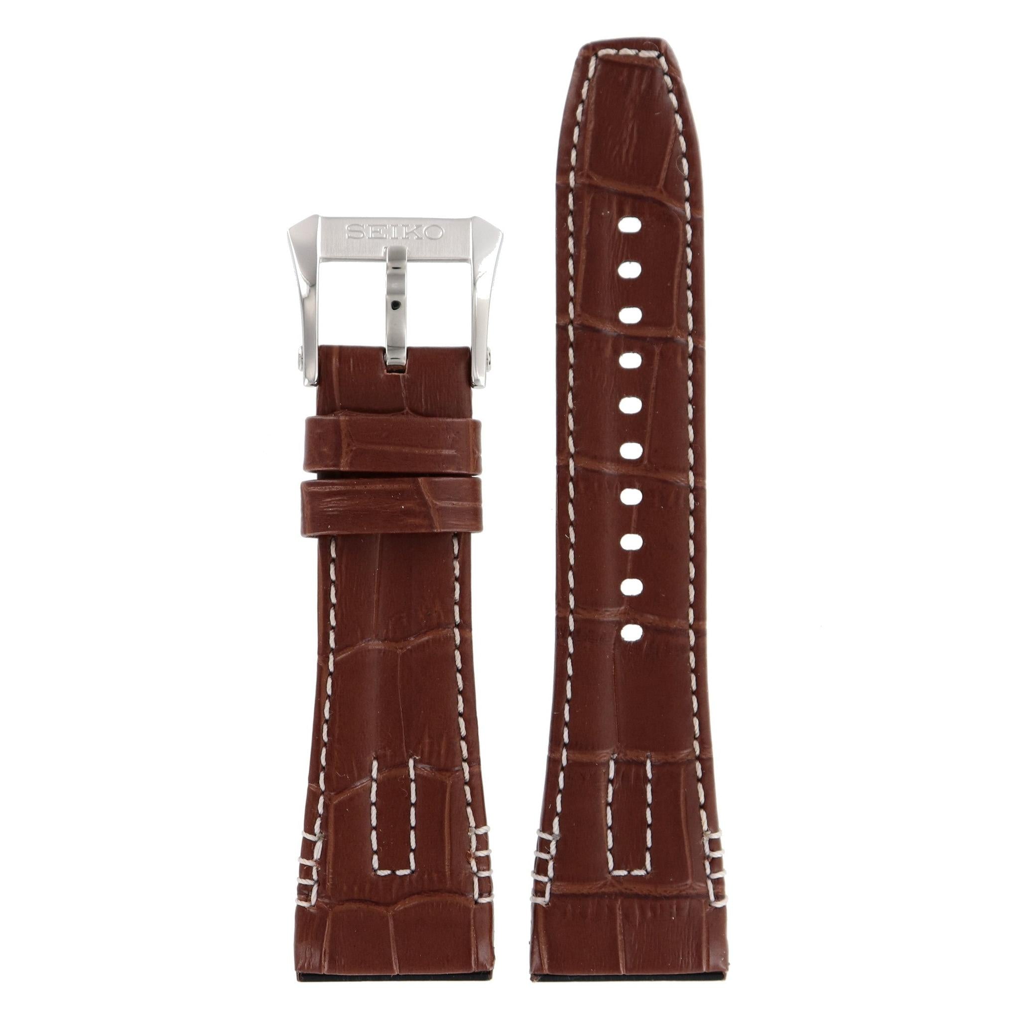 Seiko 4A471 B 26 - SRH011 & SPC041 Watch Band 4A471JL Brown Leather 26 mm Velatura Yachting Timer - Watch Plaza