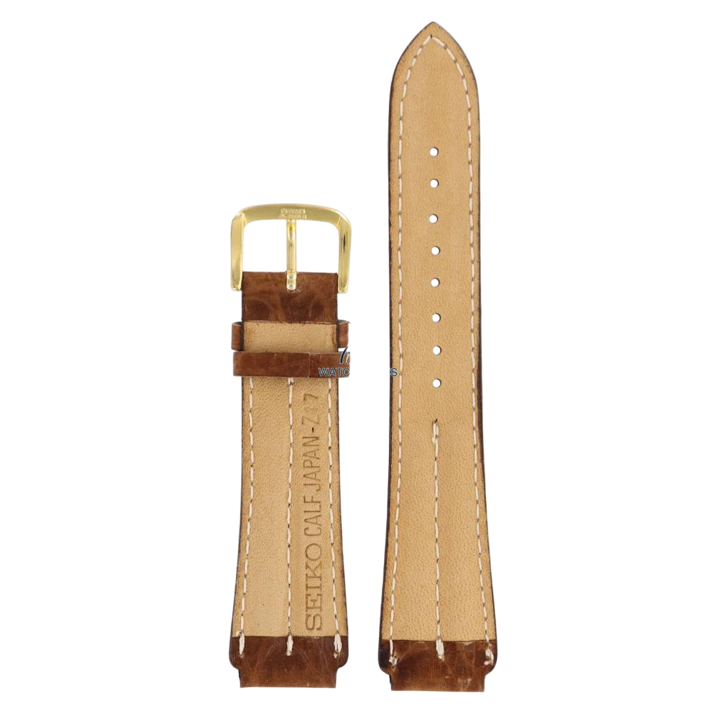 Seiko Age Of Discovery Brown Leather Watch Band 17mm 5M22 - 6B00 Moon Phase 7T32 - 6E50 - Watch Plaza