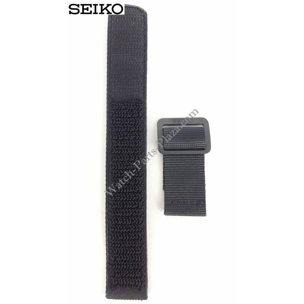 Seiko AL21A Black Textile Watch Band 22mm S229 - 5000 - Watch Plaza