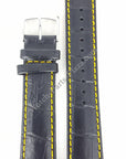 Seiko Barcelona SNDC89 Black Yellow Leather Watch Band 7T92 - 0MF0 Strap 20mm - Watch Plaza