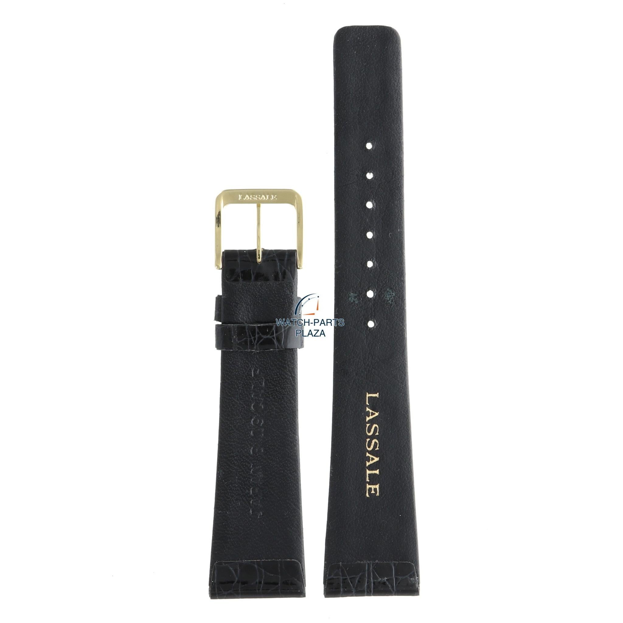 Seiko BQA18G Watch band 9550, 5A50 & 2FA50 black leather 19 mm - Lassale - Watch Plaza