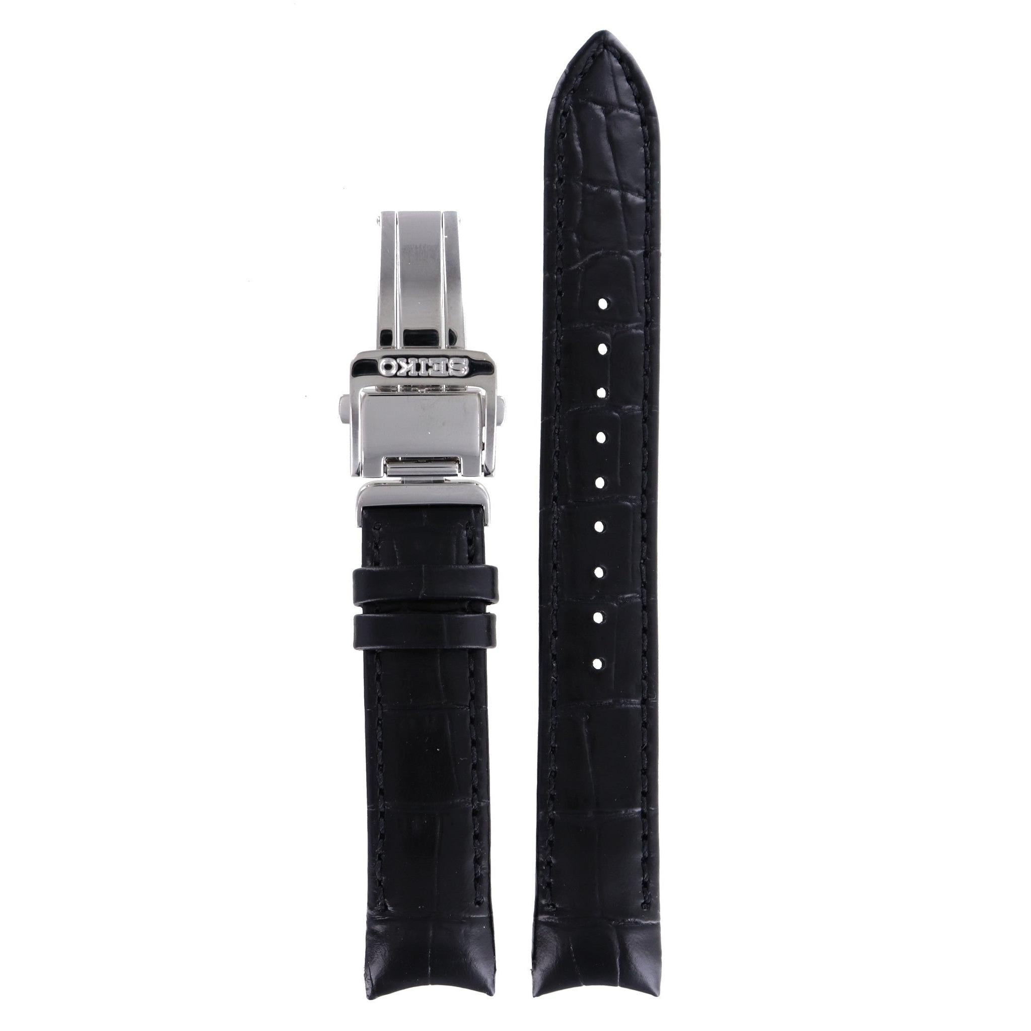 Seiko Calf Z 17 - SUK005P1 - 5Y85-0AH0 Watch Band Black Leather 17 mm