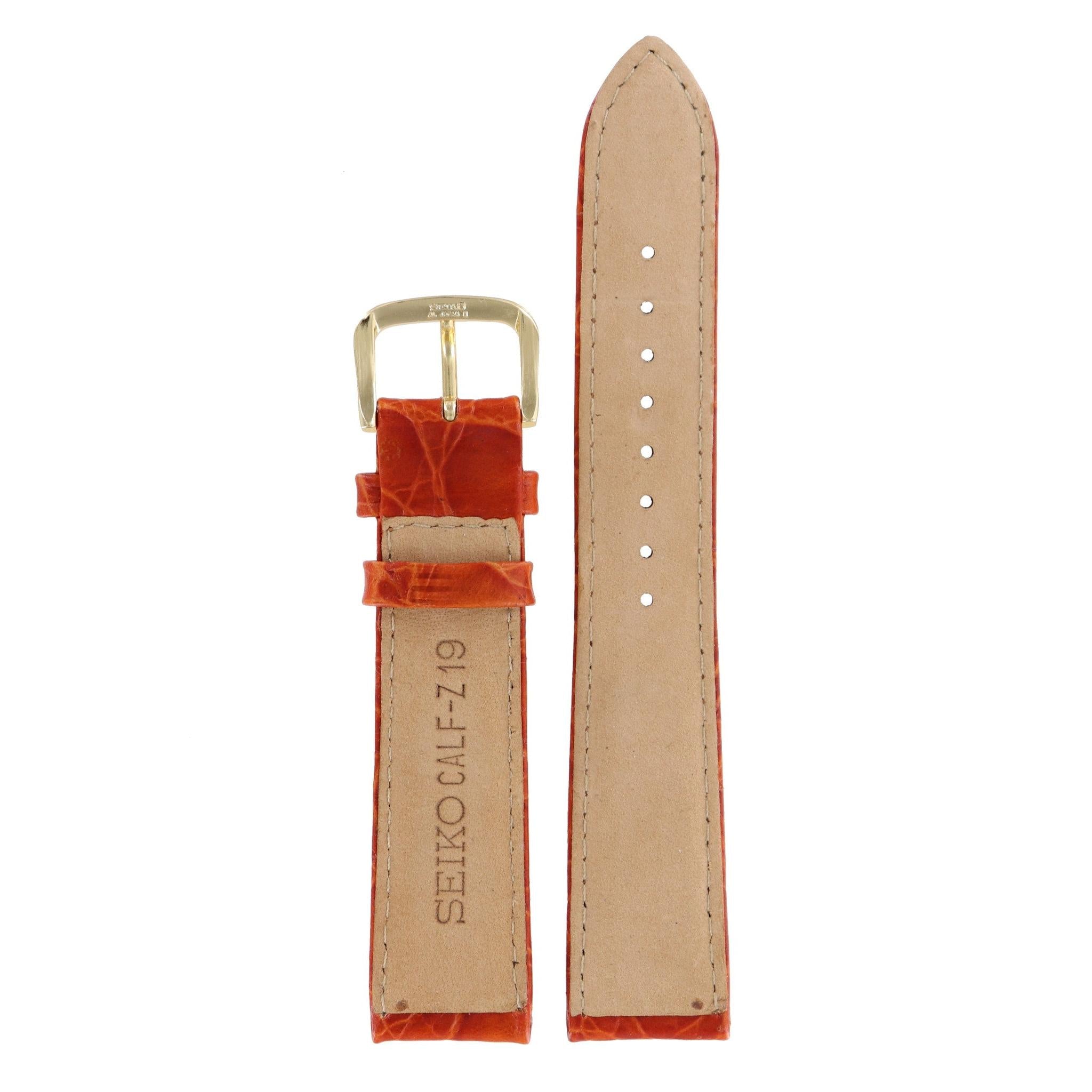 Seiko Calf - Z 19 - 7T32 - 7C60 Watch Band 4FY3KZ Brown Leather 19 mm - Watch Plaza