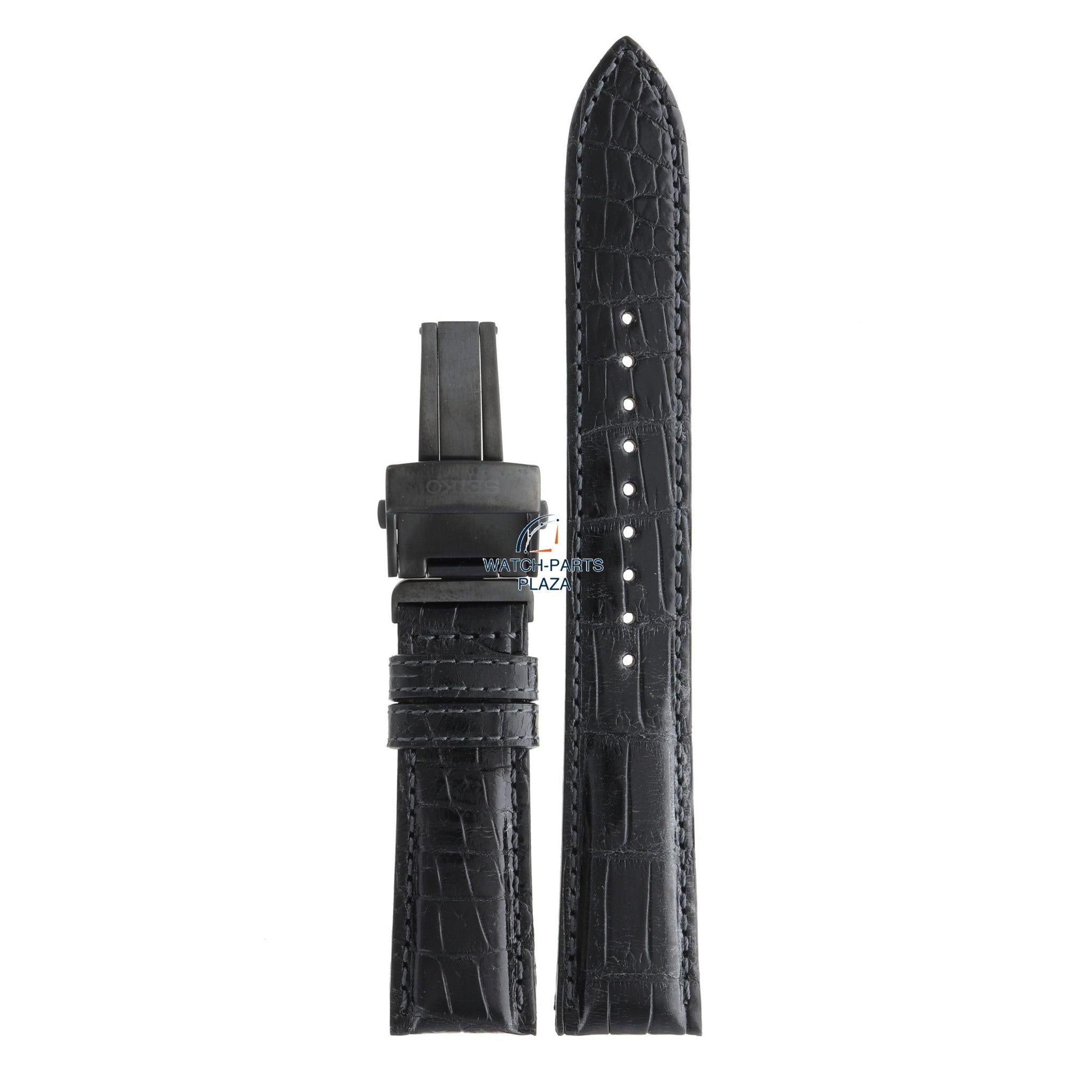 Seiko DA431DC Watch band S23617 & S23621 black leather 20 mm Astron