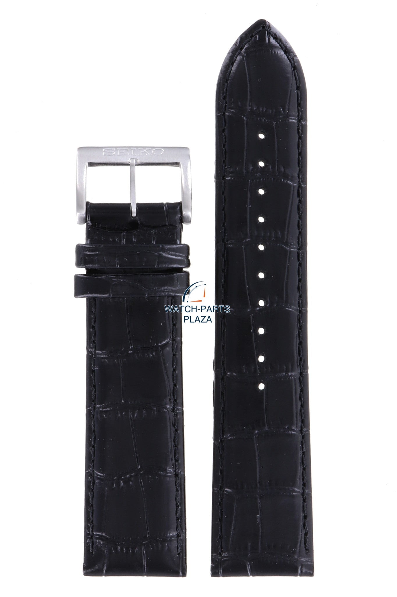 Seiko LOOF H 22 - SKA573 & SNE371 Watch Band L00F024J0 Black Leather 22 mm Kinetic - Watch Plaza