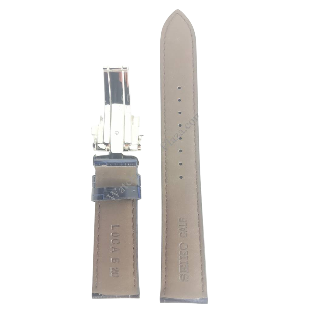 Seiko SARG015J Blue Leather Watch Band 6R15 - 02V0 Strap 20mm LOCA - Watch Plaza