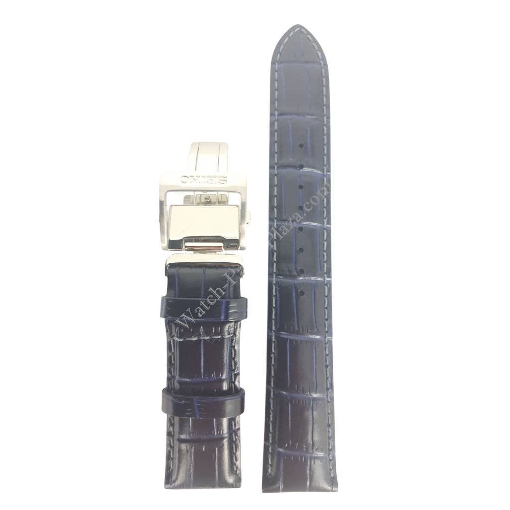 Seiko SARG015J Blue Leather Watch Band 6R15 - 02V0 Strap 20mm LOCA - Watch Plaza