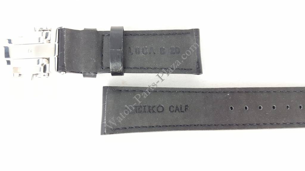 Seiko SARG017J Black Leather Watch Band 6R15 - 02V0 Strap 20mm LOCA - Watch Plaza