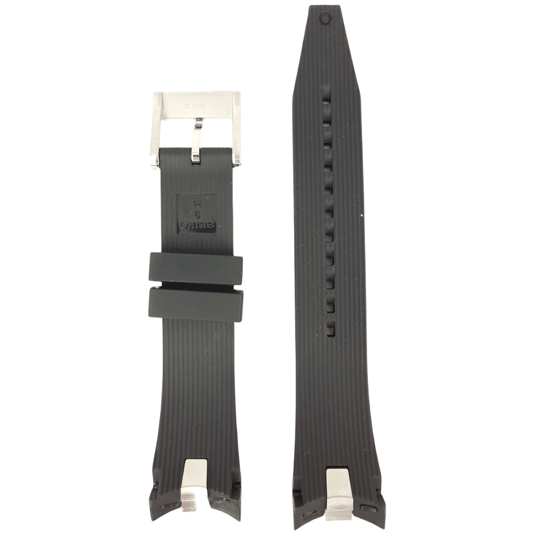 Seiko SNAE87P1 Black Rubber Watch Band 7T62 - 0LC0 Strap 21mm - Watch Plaza