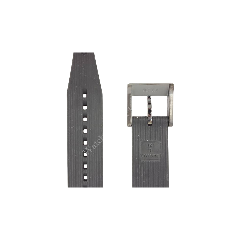 Seiko SNAF25P1 Black Rubber Watch Band 7T62 - 0LA0 Strap 21mm - Watch Plaza