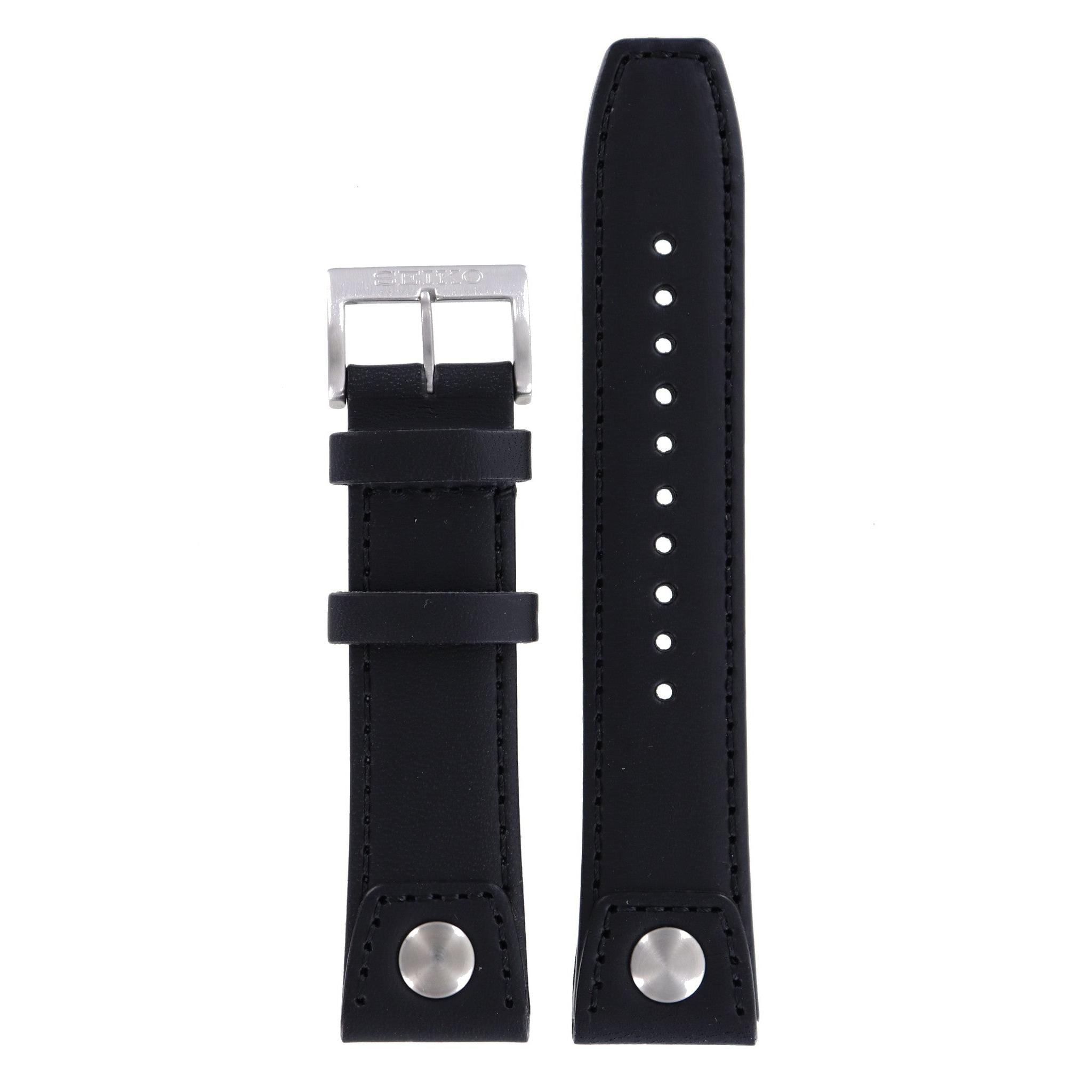 Seiko Z 22 - SNQ043 - 6A32 - 00E0 Watch Band 4K23JZ Black Leather 22 mm Perpetual Calendar - Watch Plaza