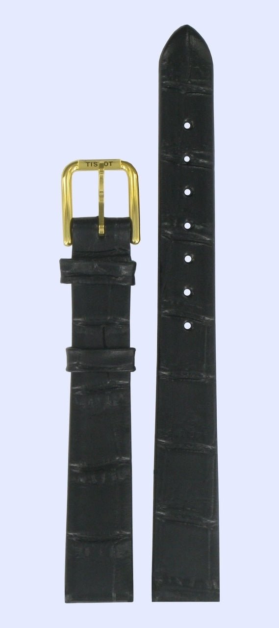 Tissot H634, G663, H636 Watch Band T600013347 Black Leather 12 mm Goldrun - Watch Plaza