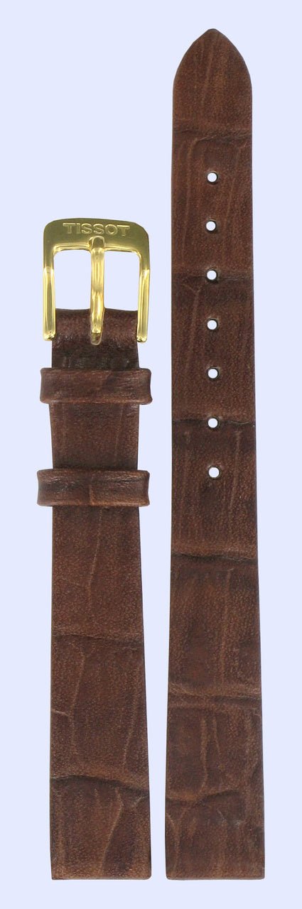 Tissot H634 - T7121 & T7131 Watch Band T600013343 Brown Leather 12 mm Goldrun - Watch Plaza