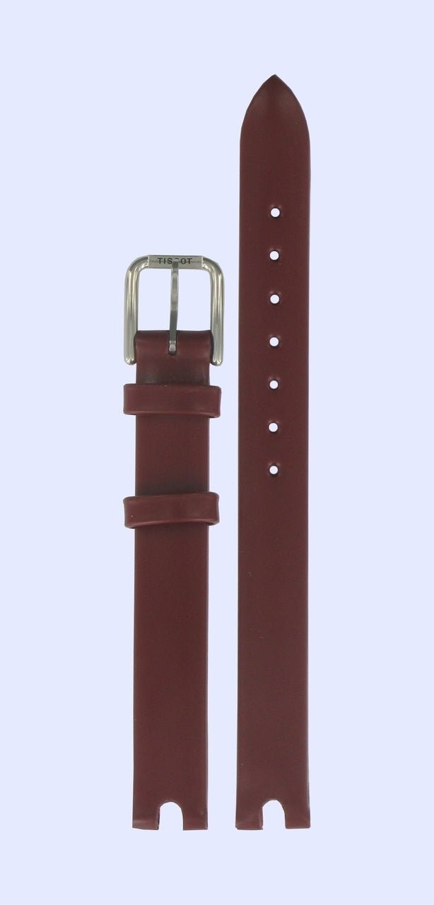 Tissot T0032091637700 Watch Band T600020642 Bordeaux Leather 12 mm Flamingo - Watch Plaza