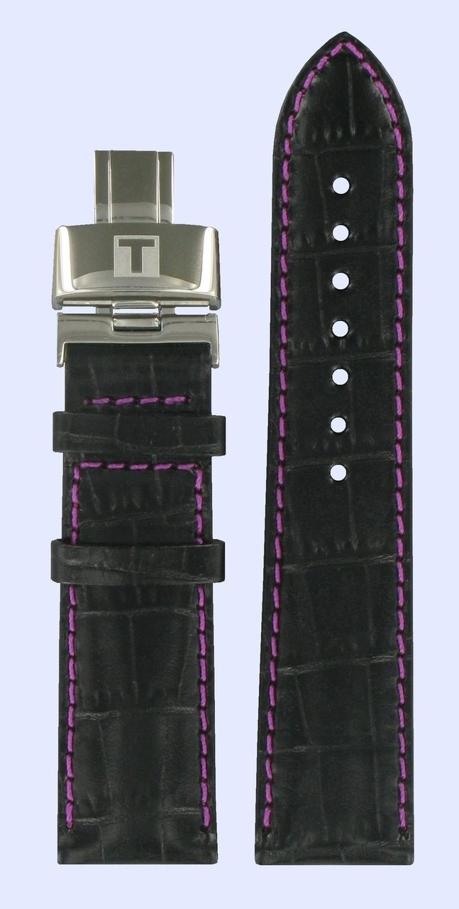 Tissot T005510A Watch Band T600027687 Black Leather 20 mm Quadrato - Watch Plaza