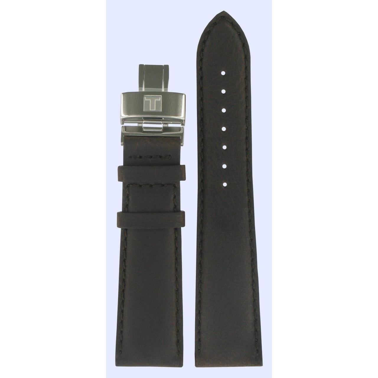 Tissot T005517A - T005.517A Watch Band T600020858 Dark Brown Leather 22 mm Quadrato - Watch Plaza