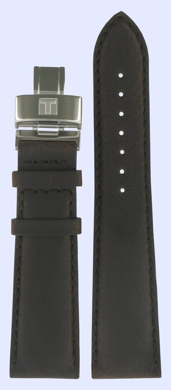 Tissot T005517A - T005.517A Watch Band T600020858 Dark Brown Leather 22 mm Quadrato - Watch Plaza