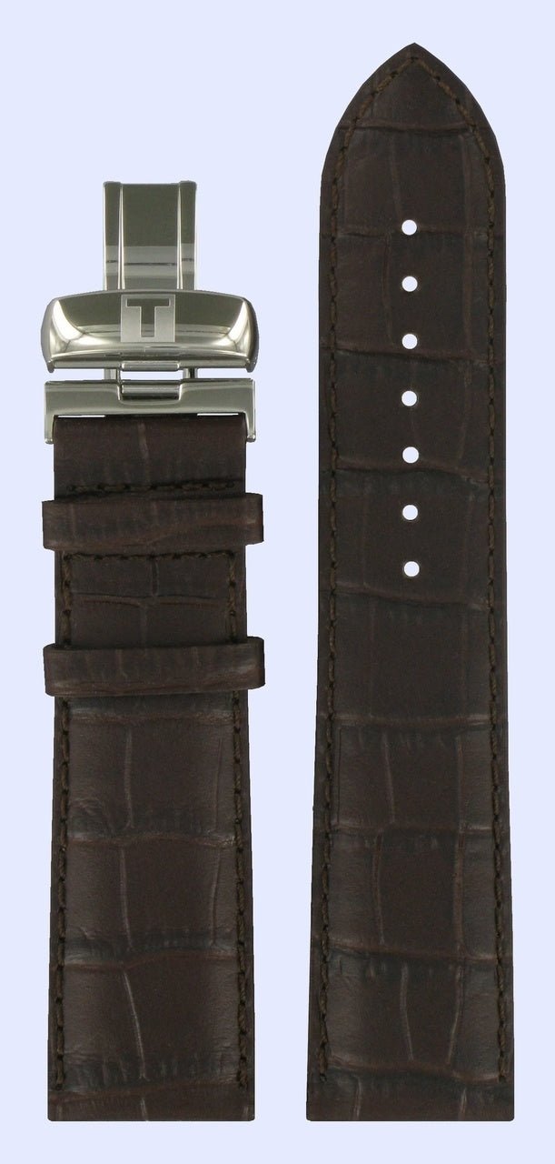 Tissot T006707A Watch Band T600027327 Dark Brown Leather 22 mm Le Locle - Watch Plaza