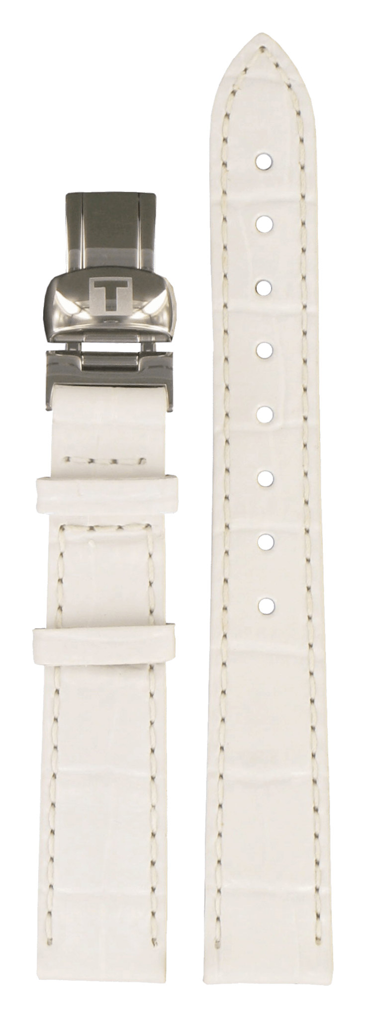 Tissot T008010A & T22115121 Watch Band T600020656 White Leather 14 mm PRC 100 - Watch Plaza