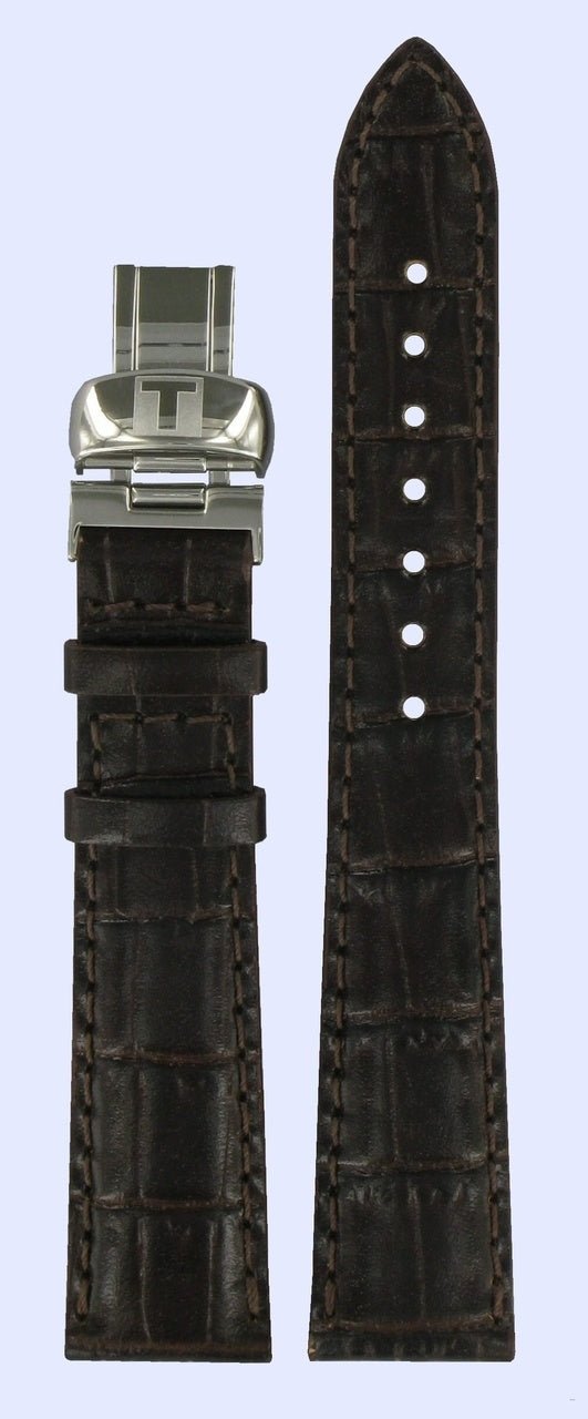 Tissot T008217A Watch Band T600027726 Dark Brown Leather 17 mm PRC 100 - Watch Plaza