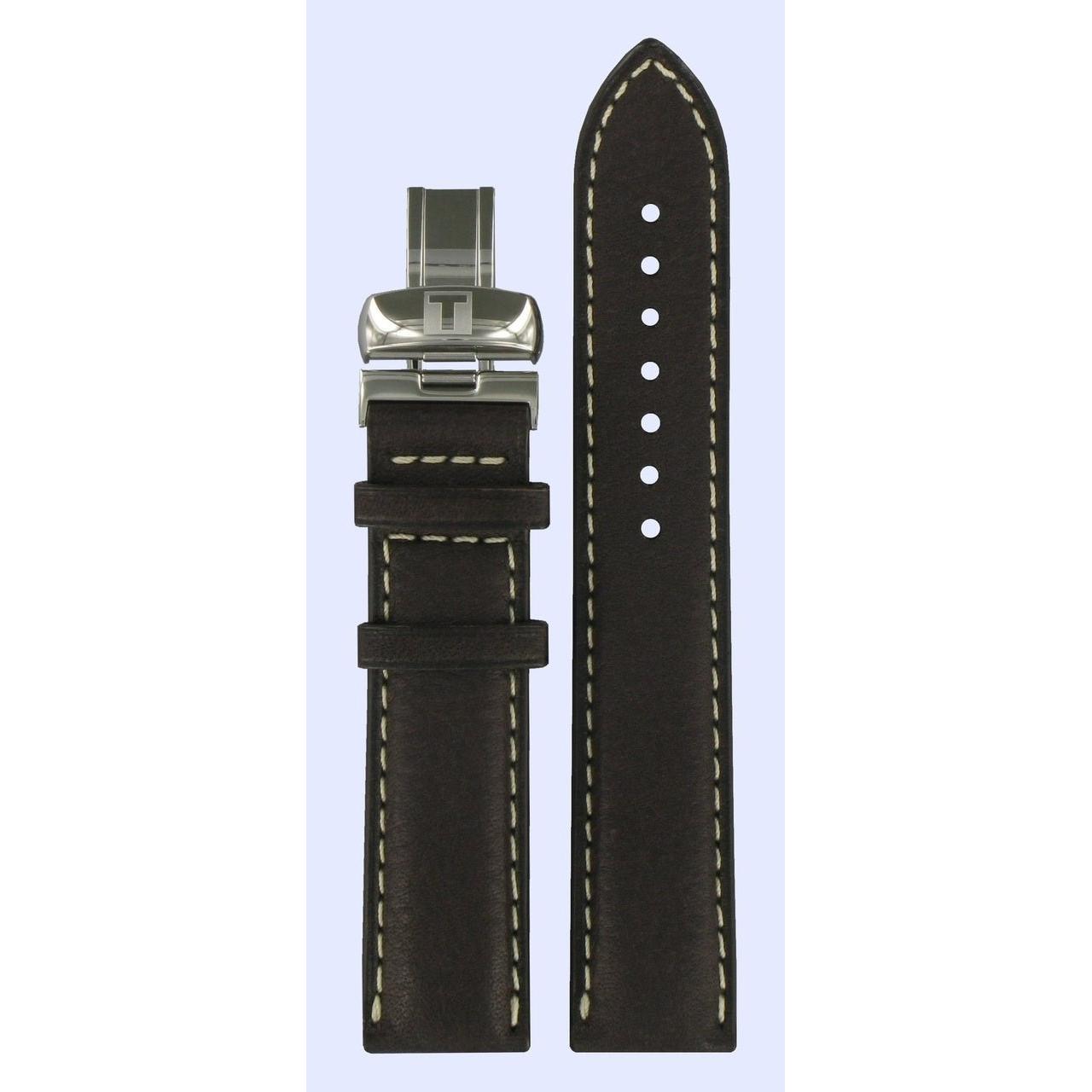 Tissot T014410A T - Sport Watch Band T600025441 Dark Brown Leather 19 mm PRC 200 - Watch Plaza