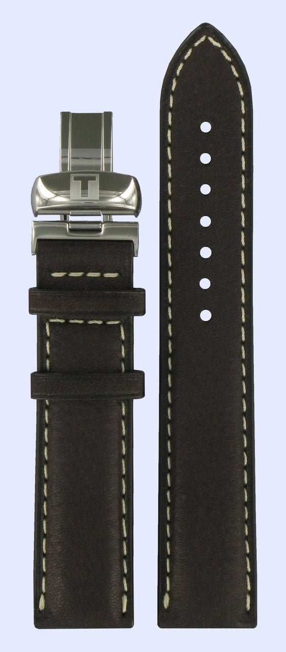 Tissot T014410A T - Sport Watch Band T600025441 Dark Brown Leather 19 mm PRC 200 - Watch Plaza